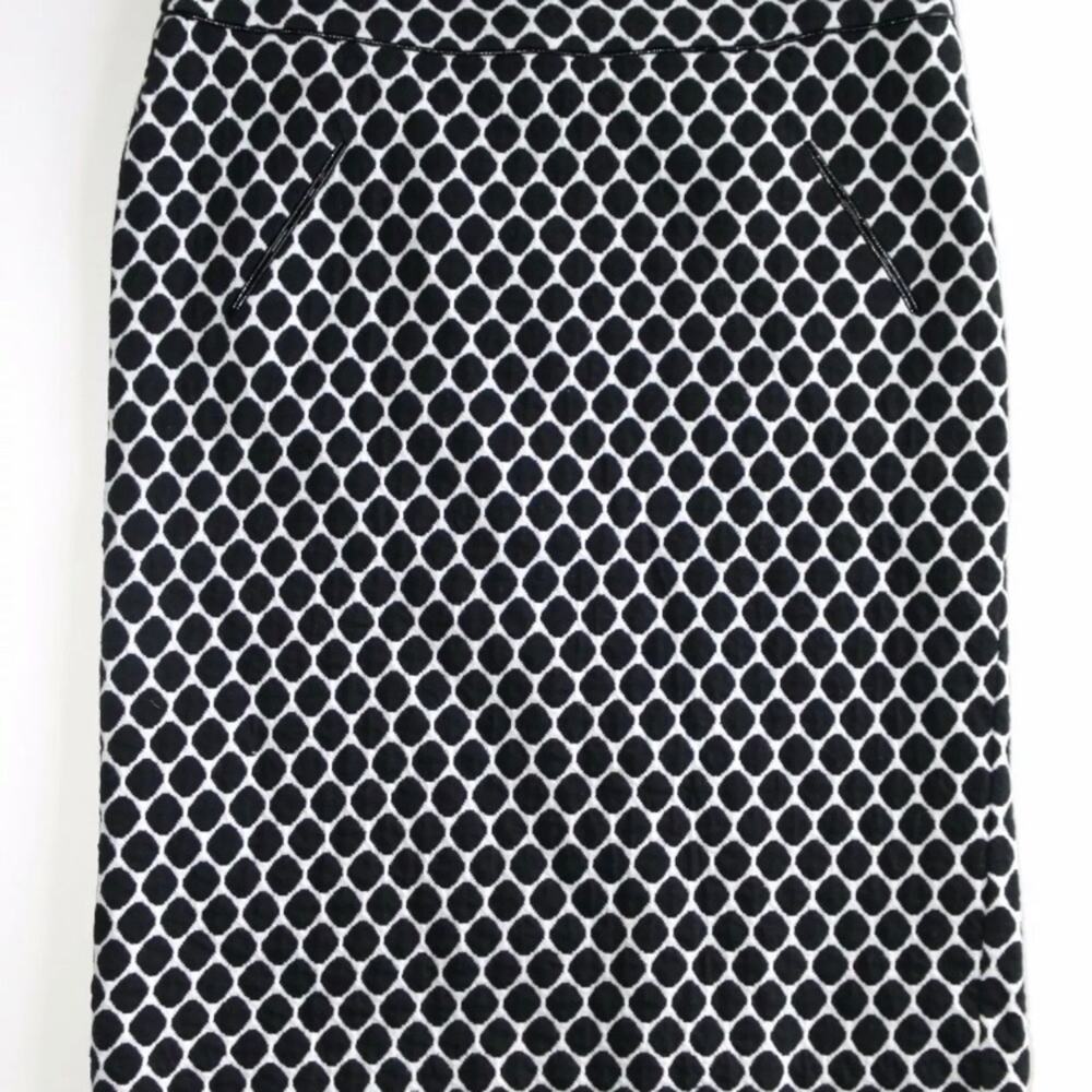 Carole Little 8 Heavy Cotton Blend Black & White Woven Dot Skirt FLAWLESS!